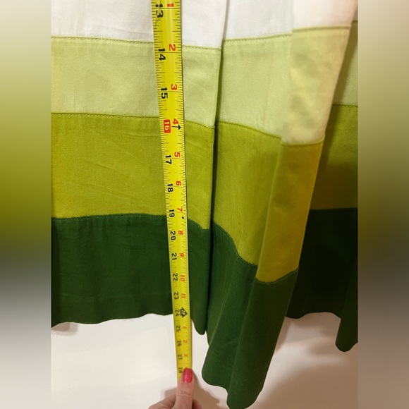 Talbots Ombre Skirt Green White Stripe A Line Pleated Front Skirt Size 8 - Picture 6 of 10